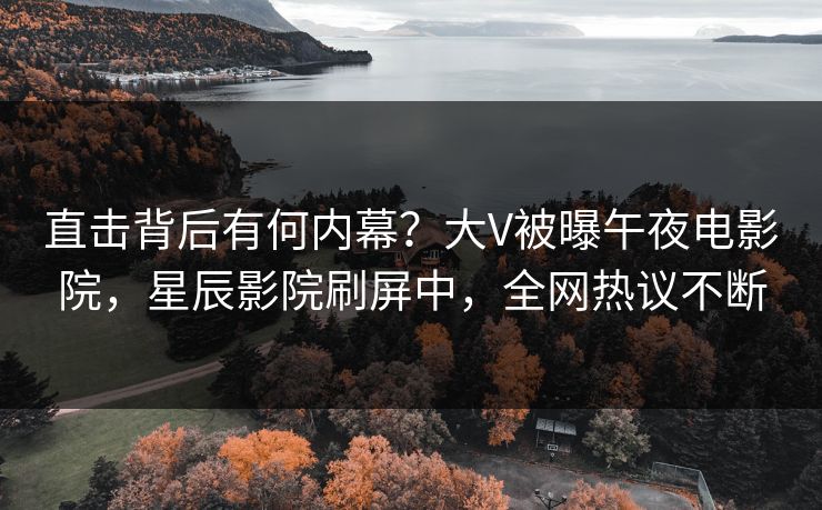 直击背后有何内幕?大V被曝午夜电影院,星辰影院刷屏中,全网热议不断