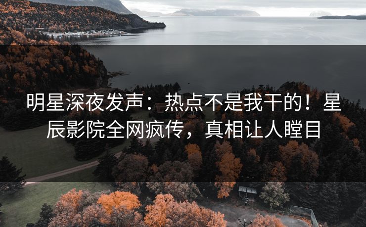 明星深夜发声:热点不是我干的!星辰影院全网疯传,真相让人瞠目