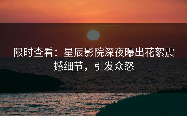 限时查看：星辰影院深夜曝出花絮震撼细节，引发众怒